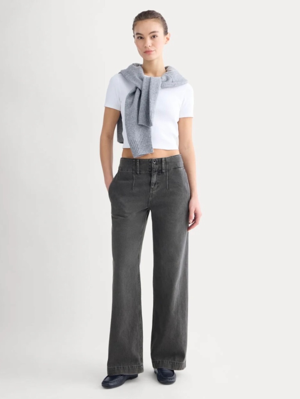 EVERLANE The Mid-Rise Trouser Jean Women’s 33R Black Capsule Office Casual Plus